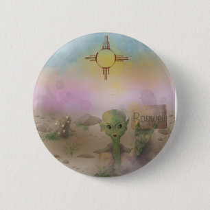 Alien Crash spaceship Roswell New Mexico Button