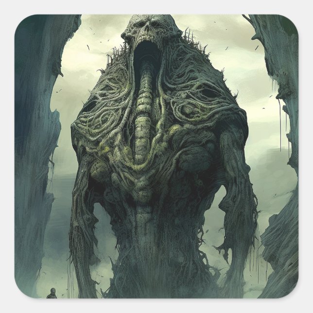 Alien Creature Sci-fi Horror Art Square Sticker (Front)