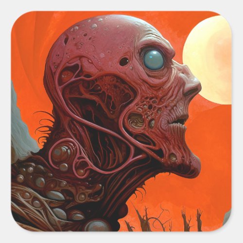 Alien Creature Sci_fi Horror Art Square Sticker