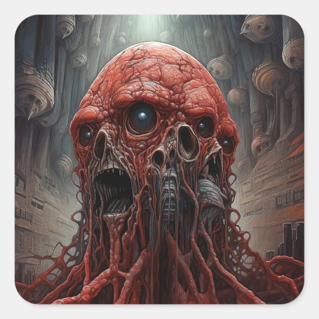 Alien Creature Sci-fi Horror Art Square Sticker (Front)