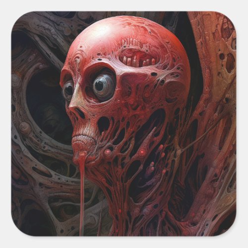 Alien Creature Sci_fi Horror Art Square Sticker