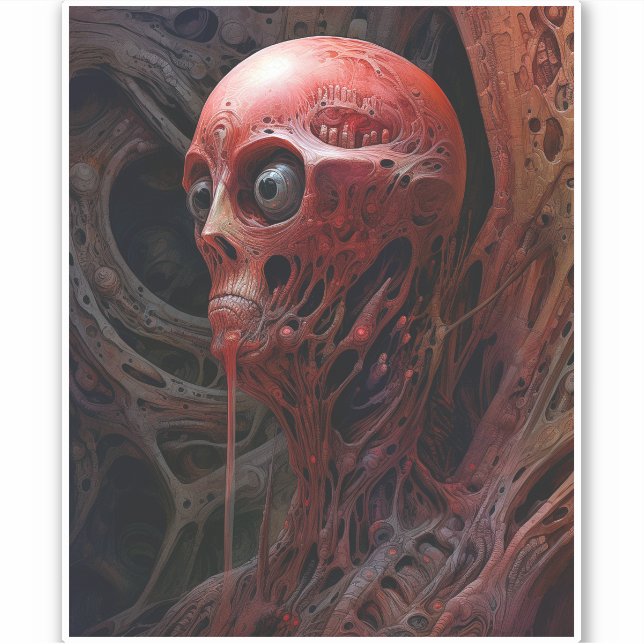 Alien Creature Sci-fi Horror Art Sticker (Front)