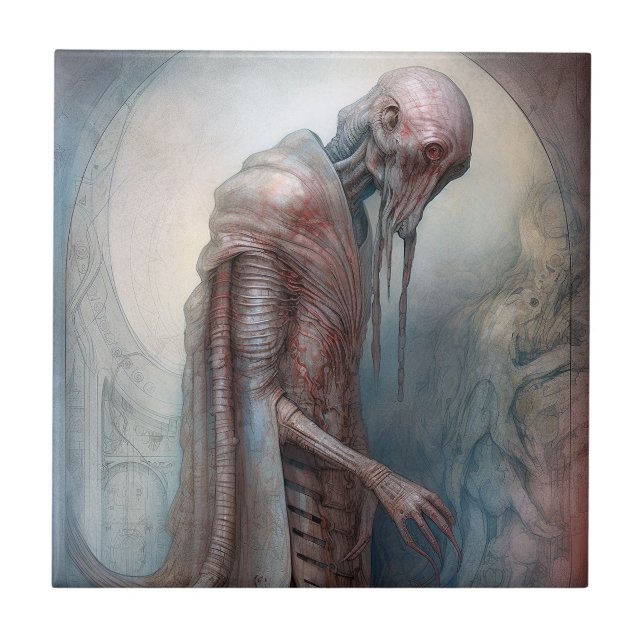 Alien Creature Science Fiction Ceramic Tile (Front)