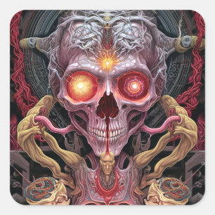 Alien Creature Surreal Horror Art Square Sticker