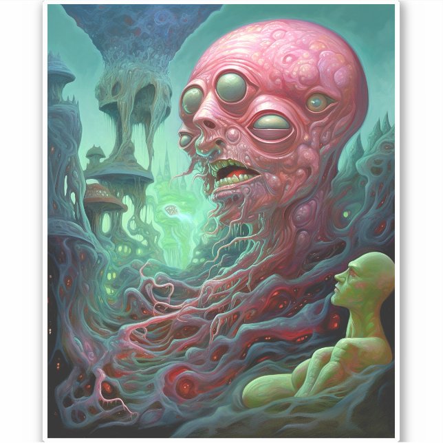Alien Creature Surreal Horror Art Sticker (Front)