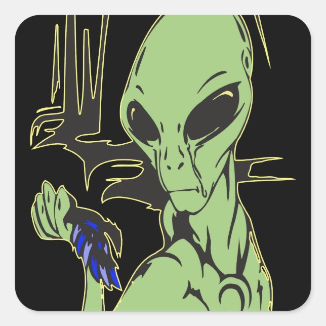 Alien Cries Over Dead Bird Square Sticker (Front)