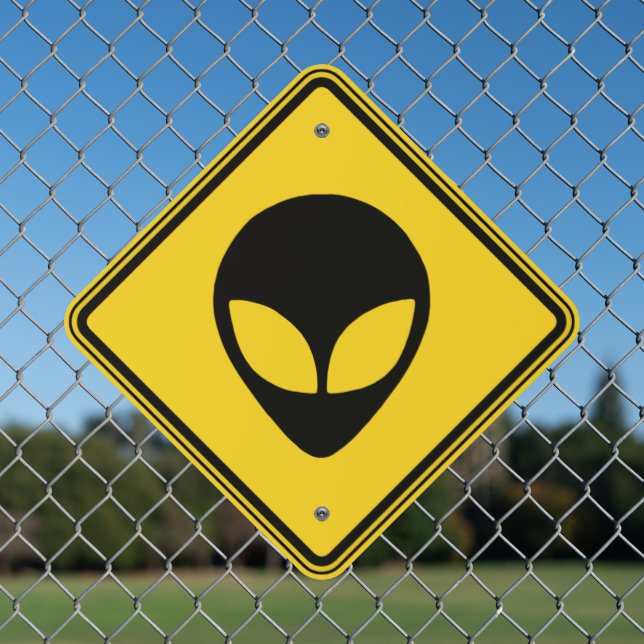 Alien Crossing Metal Sign (In Situ(Fence))