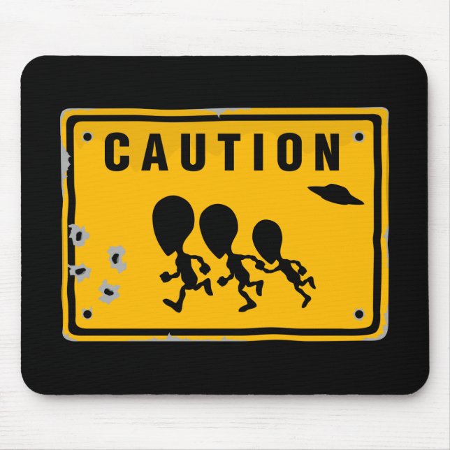 Alien Crossing Sign Mouse Pad (Front)