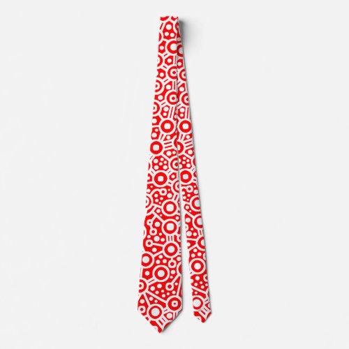 Alien Curcuit Abstract II _ White on Red Neck Tie