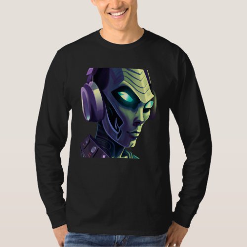 Alien Cyborg DJ Robot Record Techno Music Cool Ali T_Shirt