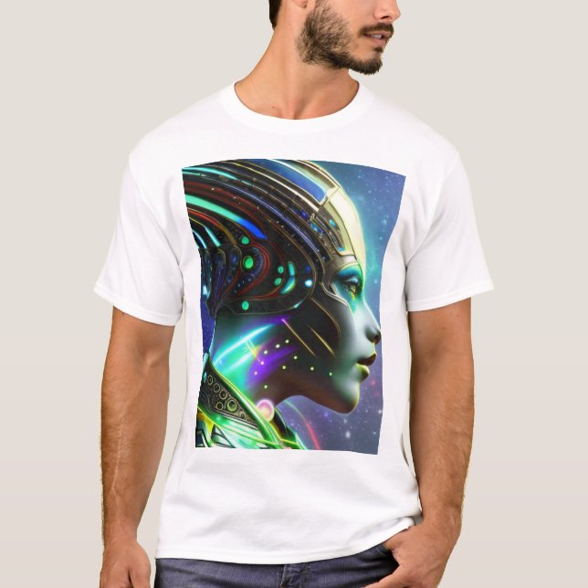 Alien Cyborg Woman Bot T-Shirt (Front)