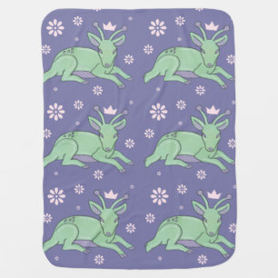 Alien Deer Folk Art Whimsical Green Fawn Baby Blanket