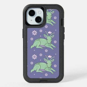 Alien Deer Folk Art Whimsical Green Fawn iPhone 15 Case
