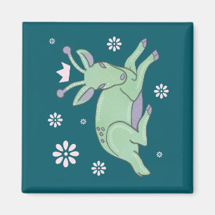 Alien Deer Folk Art Whimsical Green Fawn Magnet