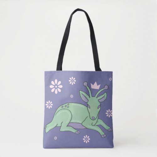 Alien Deer Folk Art | Whimsical Green Fawn Tote Bag