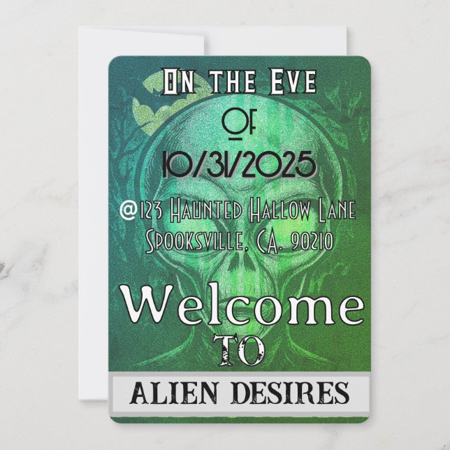 Alien Desires Halloween Invitation (Front)