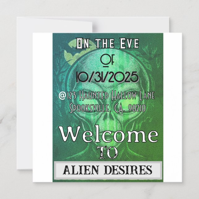Alien Desires Halloween Magnetic Invitation (Front)