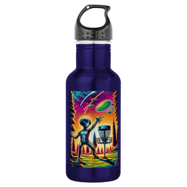 Alien Disc Golf Stainless Steel Water Bottle (Front)
