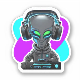 Alien DJ vinyl Sticker
