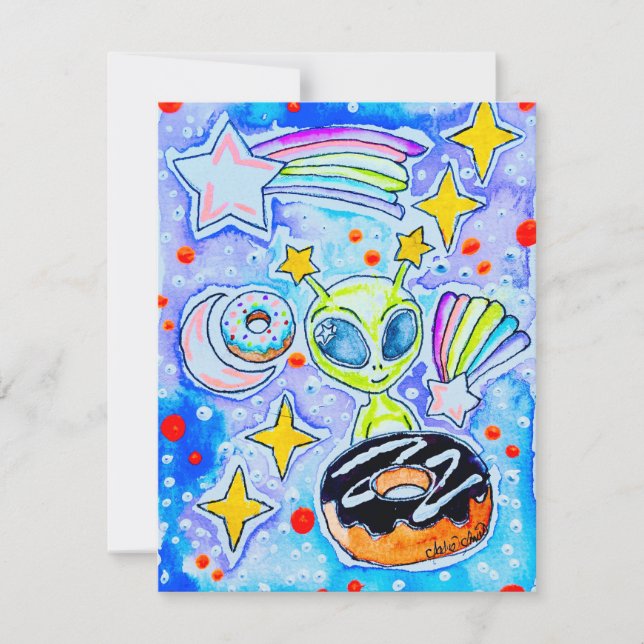 Alien donut note card (Front)