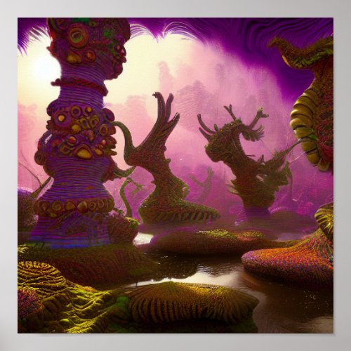 Alien Dream Forest Psychedelic Lucidity Poster