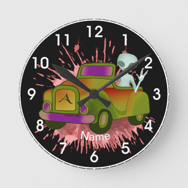Alien Driving Car Clock (Front)