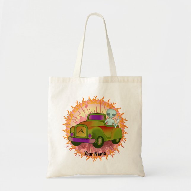 Alien Driving Car Tote Bag (Front)