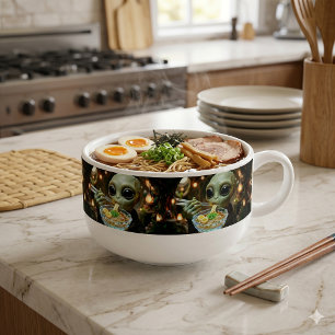 Alien eating Crystalline Ramen Noodles  Soup Mug
