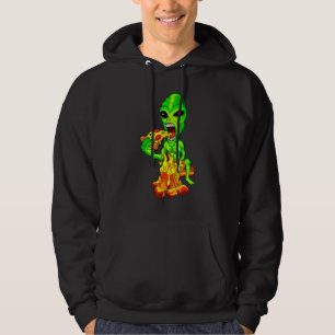 Alien Eating Pizza UFO Extraterrestrial Hoodie