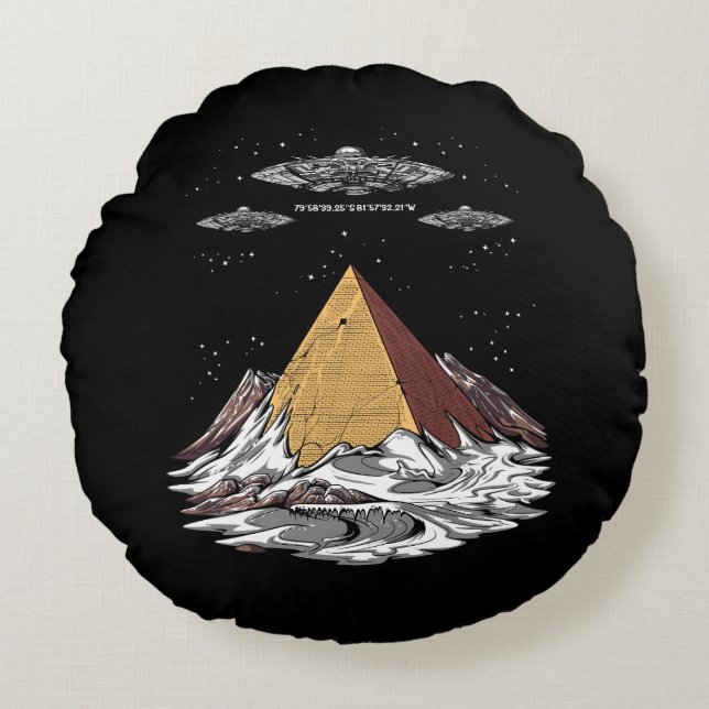 Alien Egyptian Pyramids Antarctica Conspiracy Round Pillow (Front)