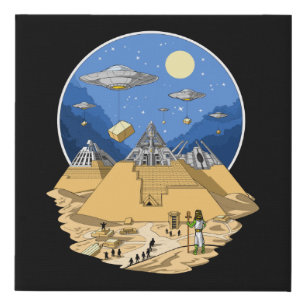 Alien Egyptian Pyramids Faux Canvas Print