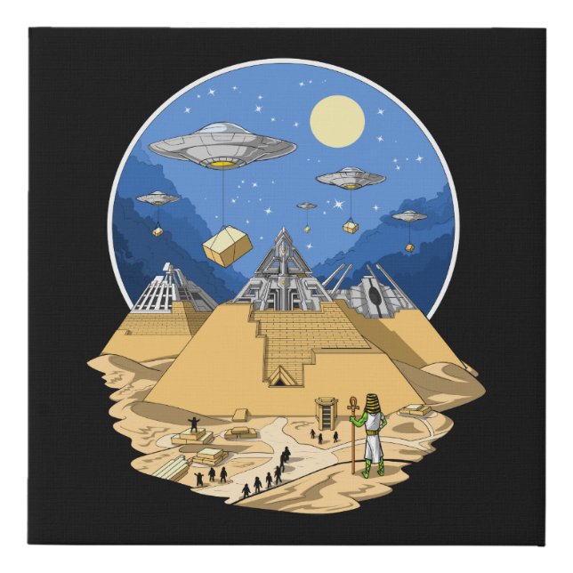 Alien Egyptian Pyramids Faux Canvas Print (Front)