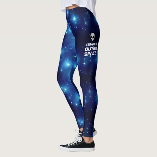 Alien Emoji with Outer Space Sci Fi Scene Leggings