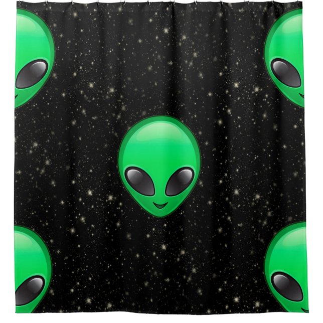 alien emojis bathroom shower curtain (Front)