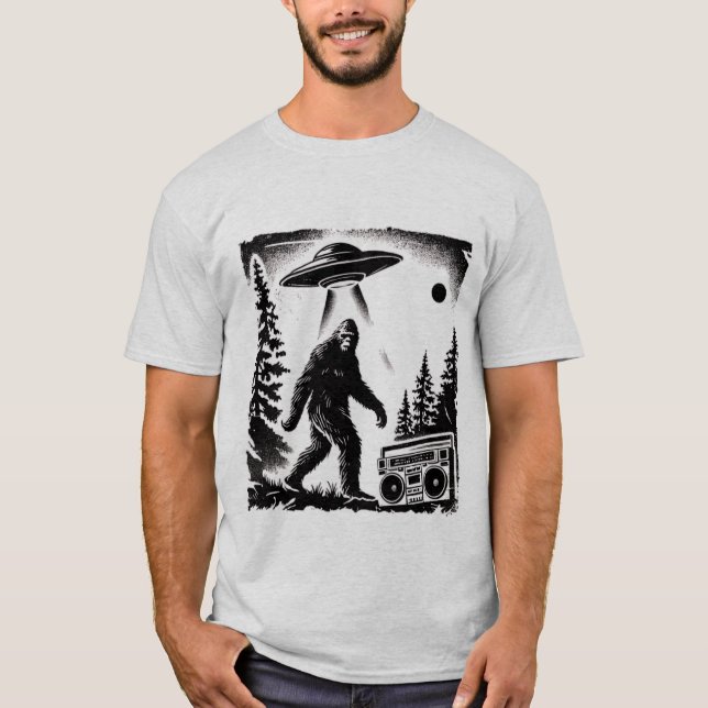 Alien Encounter with Bigfoot   T-Shirt (Front)
