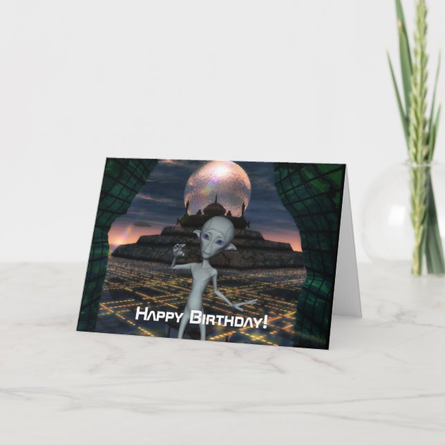 Alien Encounters Happy Birthday Card (Front)
