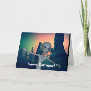 Alien Encounters Happy Birthday Card