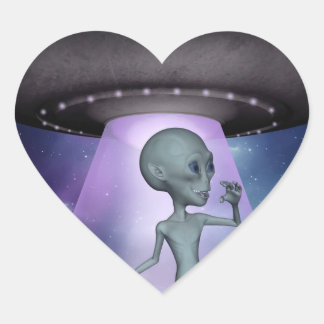 Alien Encounters Heart Sticker