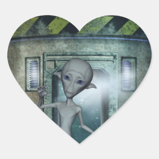 Alien Encounters Heart Sticker