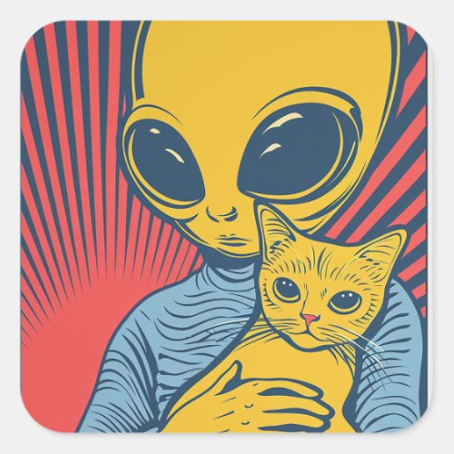 Alien Encounters Pop Art Tribute with Friendship Square Sticker