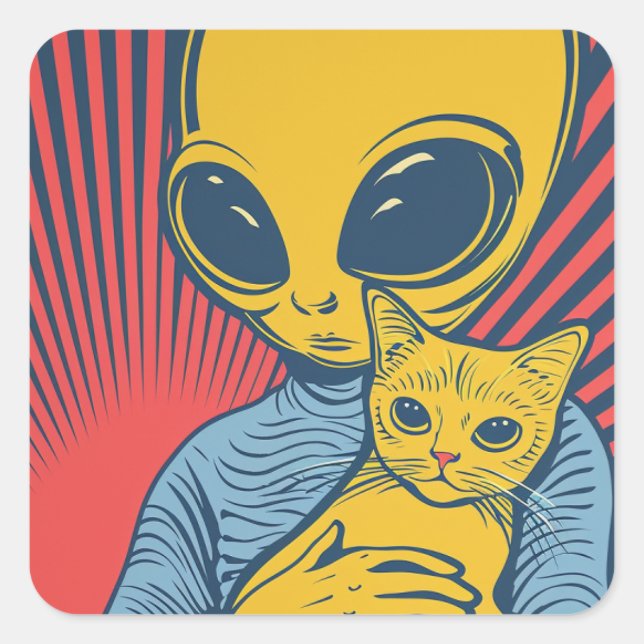 Alien Encounters: Pop Art Tribute with Friendship Square Sticker (Front)