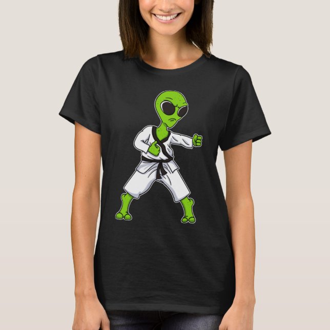 Alien Extraterestrial UFO Karate Taekwondo Kickbox T-Shirt (Front)
