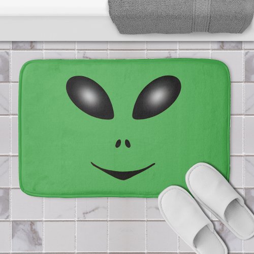 Alien Extraterrestrial Face Green Bath Mat