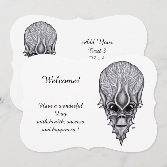 Alien Face , Add Your Text Invitation (Front/Back)