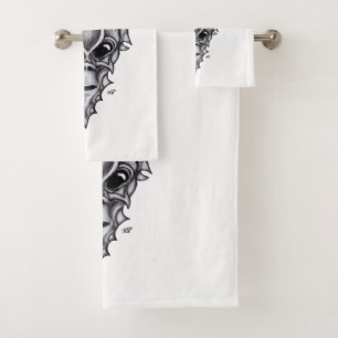 Alien Face , African Skull Facial Reconstruction Bath Towel Set