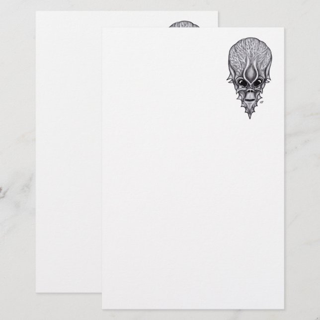 Alien Face , African Skull Facial Reconstruction L Stationery (Front/Back)