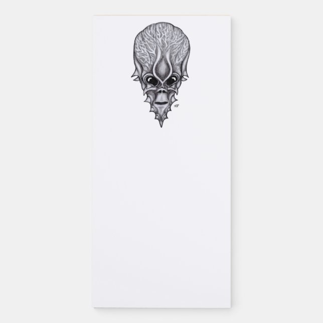 Alien Face , African Skull Facial Reconstruction Magnetic Notepad (Front)