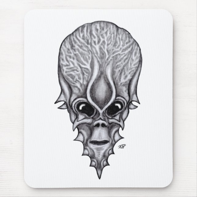 Alien Face , African Skull Facial Reconstruction Mouse Pad (Front)