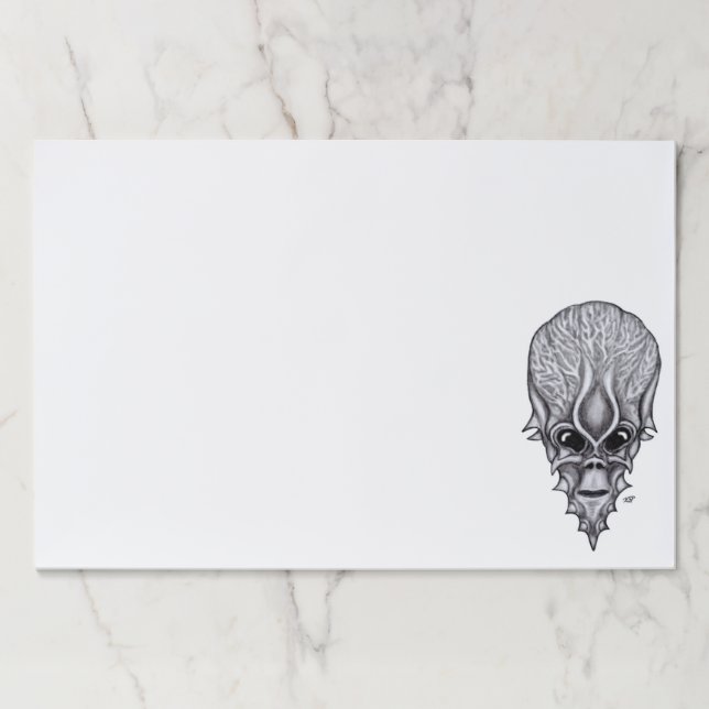 Alien Face , African Skull Facial Reconstruction Paper Pad (Front)