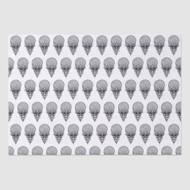 Alien Face , African Skull Facial Reconstruction Tissue Paper (Front)
